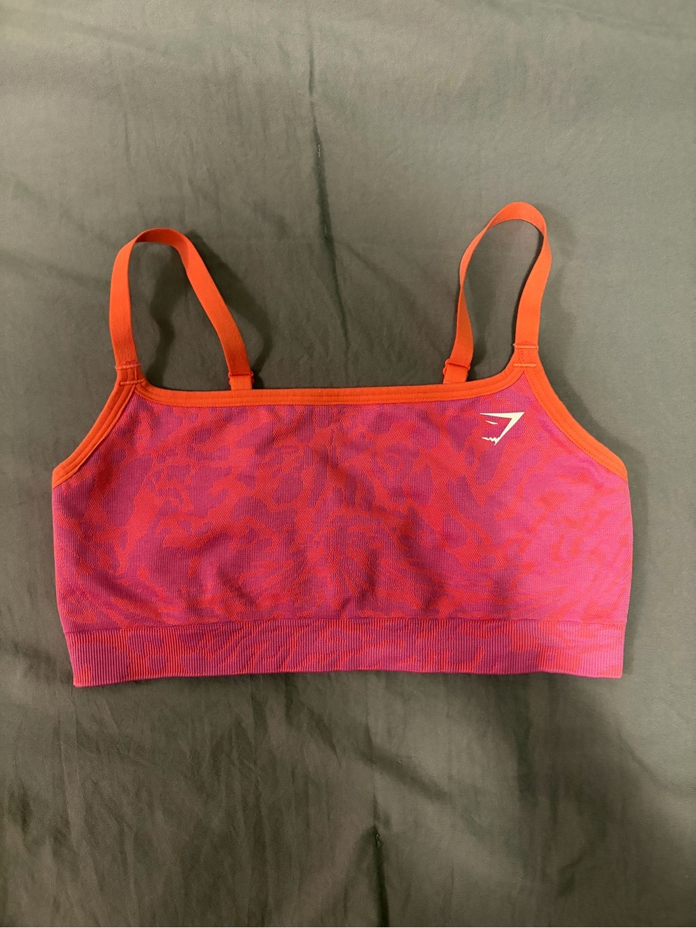 Gymshark Pink and Coral Patterned Seamless Sports Bra - Picture 3 of 6